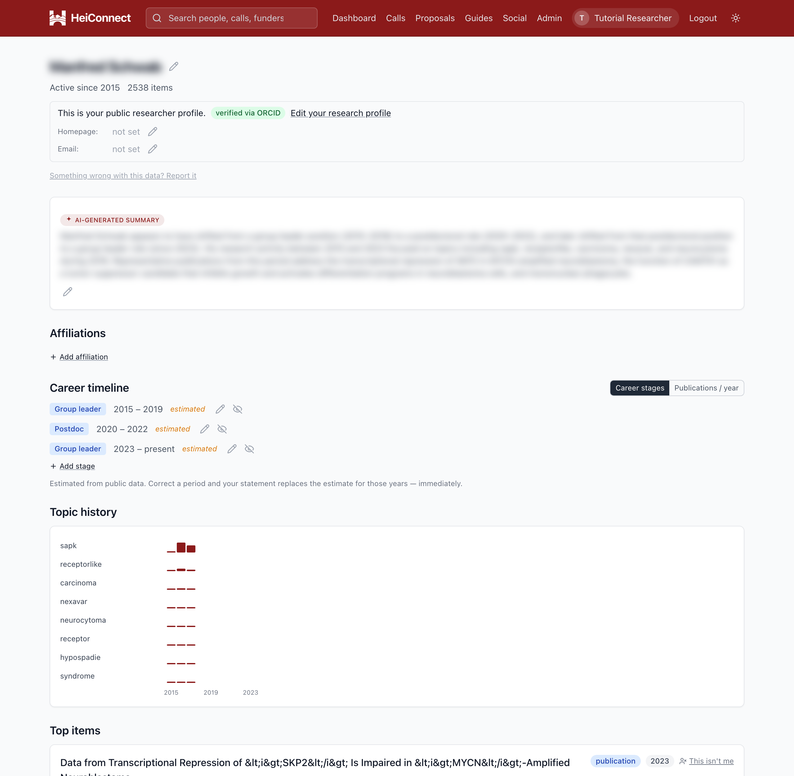 A researcher page